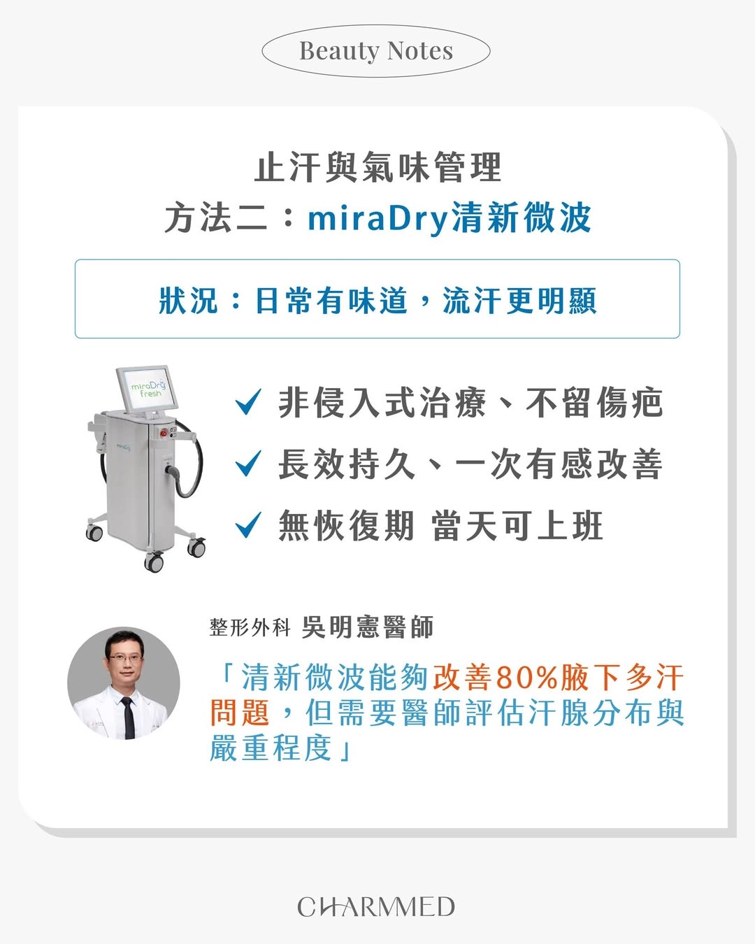 止汗管理方法二|miraDry清新微波
