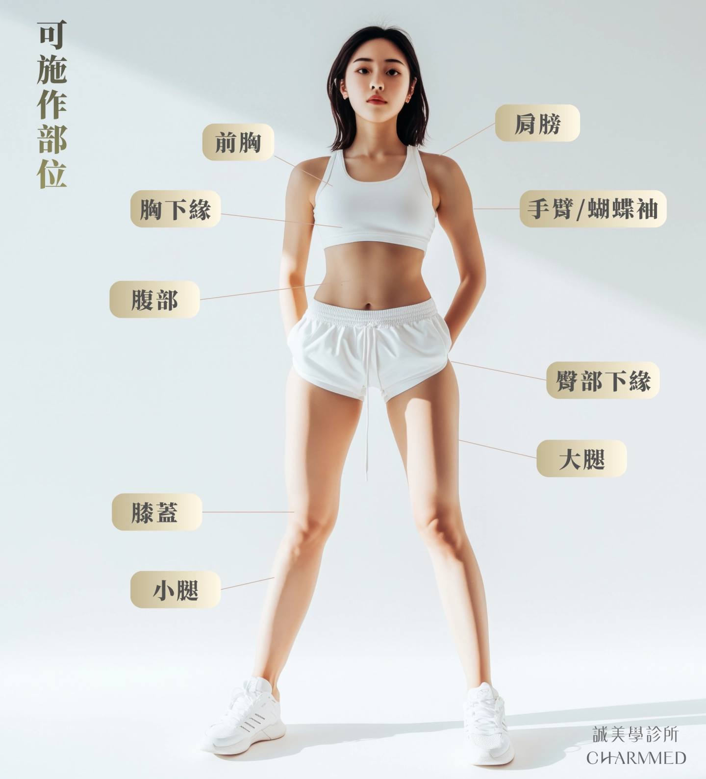 台中誠美學-鈦特離子夾EmbraceRF可施作部位